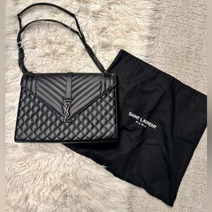 Saint Laurent YSL Monogram Matelassé Triquilt Envelope LARGE BAG